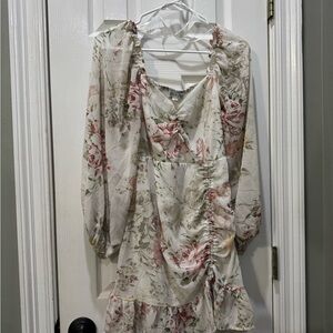 She + Sky White and Pink Floral Dress